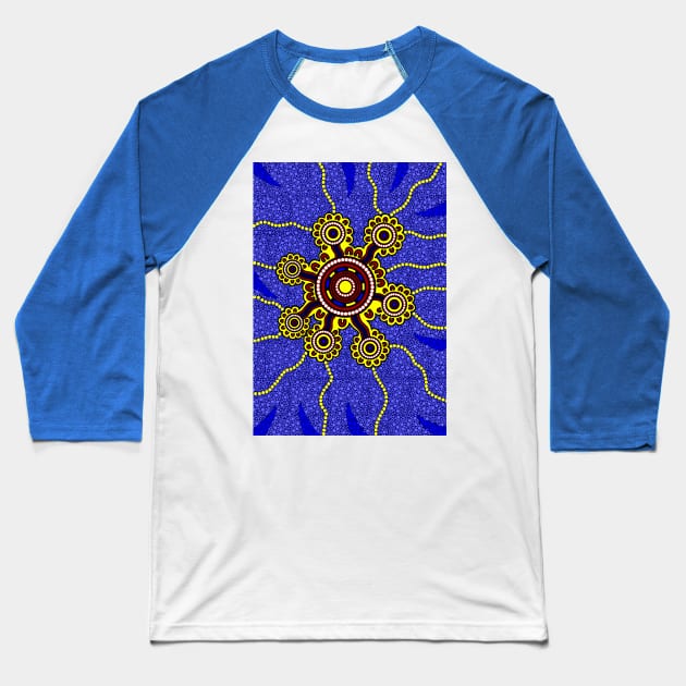 Aboriginal Art - Yellow Baseball T-Shirt by hogartharts